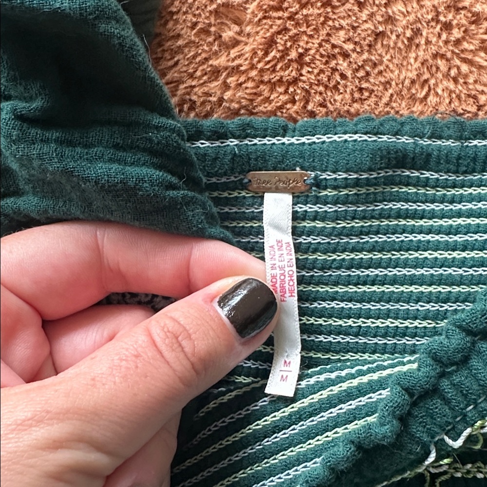 Free People Forest Green Smocked Mini Dress - Picture 5 of 6